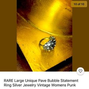 Unique Pave Punk Statement Ring Bubble Size 7.5